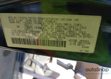 2002 Toyota Tundra Sr5 V8 z USA, uszkodzony, nr VIN 5TBRT34132S259254